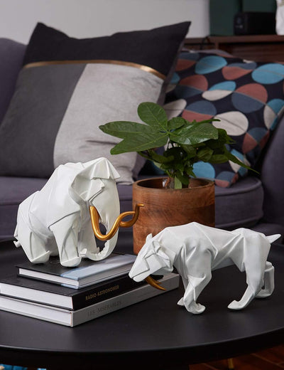 Amoy-Art Modern Dekor Skulptur Mammut Figuren Dinosaurier Statue Tier Geschenk Wohnzimmer Kunst Poly