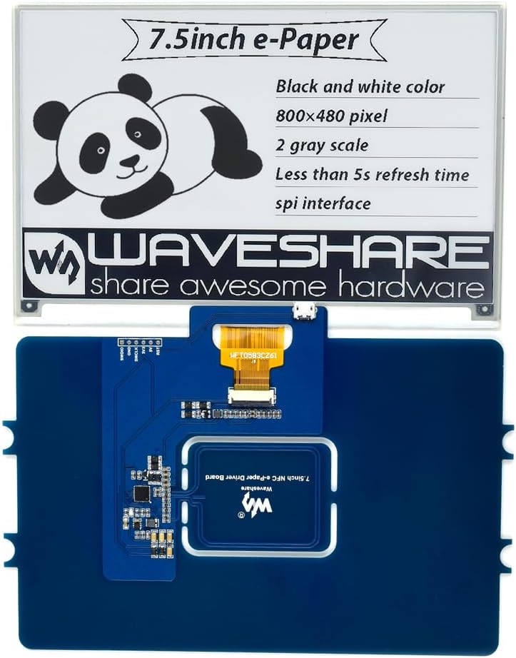 Waveshare 7.5inch Passive NFC-Powered e-Paper No Battery Wireless Powering and Data Transfer