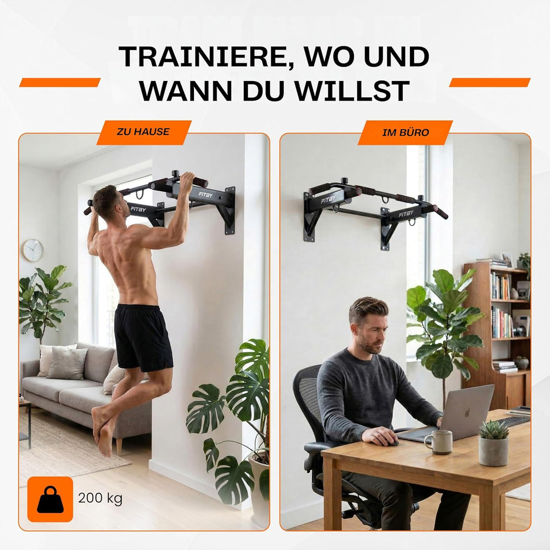 Pull Up Bar - 4-in-1 Klimmzugstange für Wandmontage - Multifunktionale Pull Up Station für Krafttrai