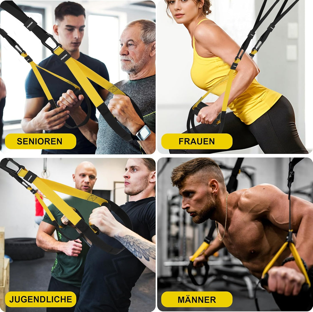 Schlingentrainer für Zuhause, Sling Trainer Set für Ganzkörpertraining mit Türanker, Verstellbaren T