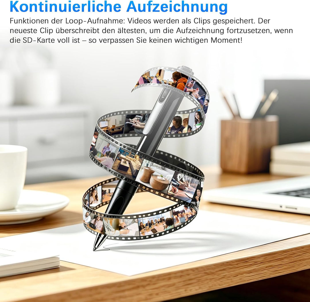Tragbare Mini Kamera FHD1080P, 2 in 1 Mini Überwachungskamera Für Innen Kamera Stift, Überwachungska