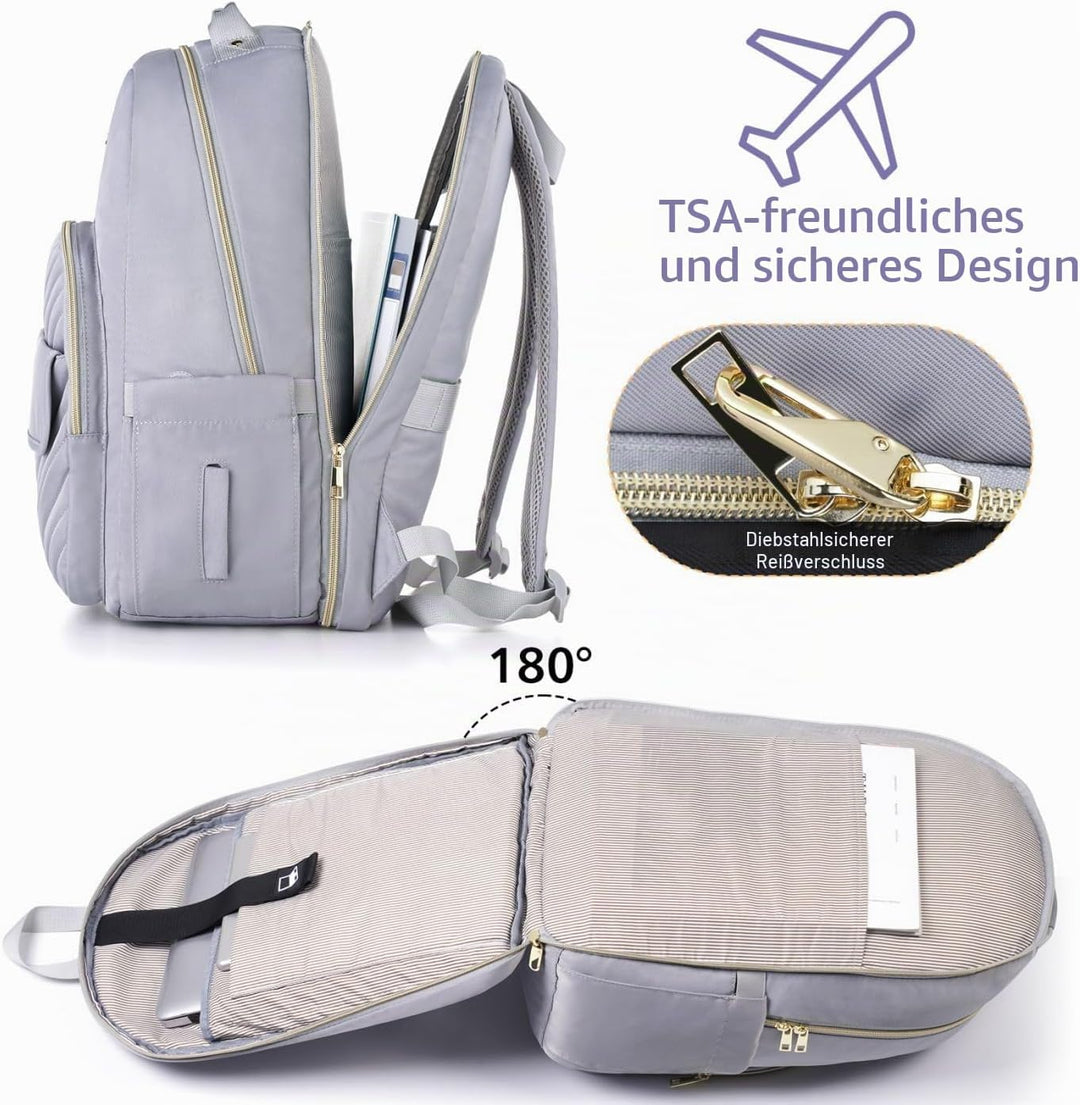 Rucksack Damen Arbeit,TSA-freundlicher Reise Laptop Rucksack für Freizeit Job Business mit USB Ladea
