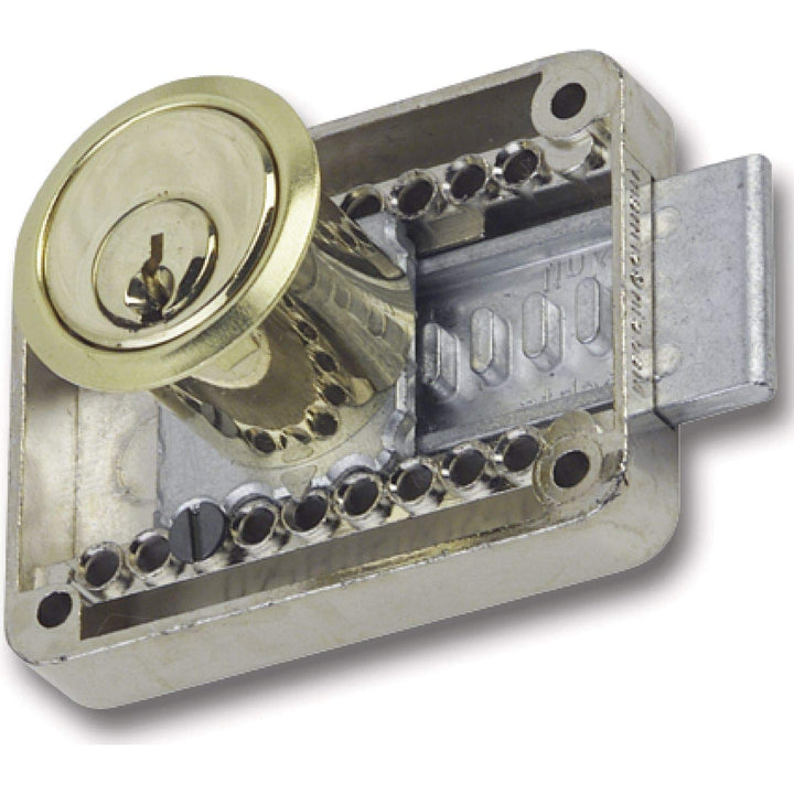 JuNie 2828 Zylinder-Kastenschloss Sperre BN 0101, Zylinder Messing poliert