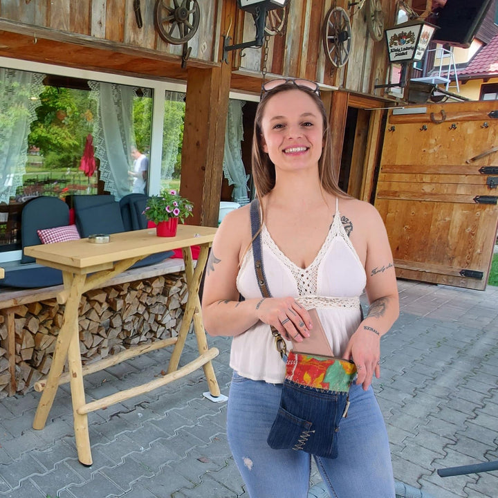 Sunsa Kleine Damen Umhängetasche. Crossbody aus Recycelte Jeans &amp; Baumwolle | Mini Nachhaltige Jeans