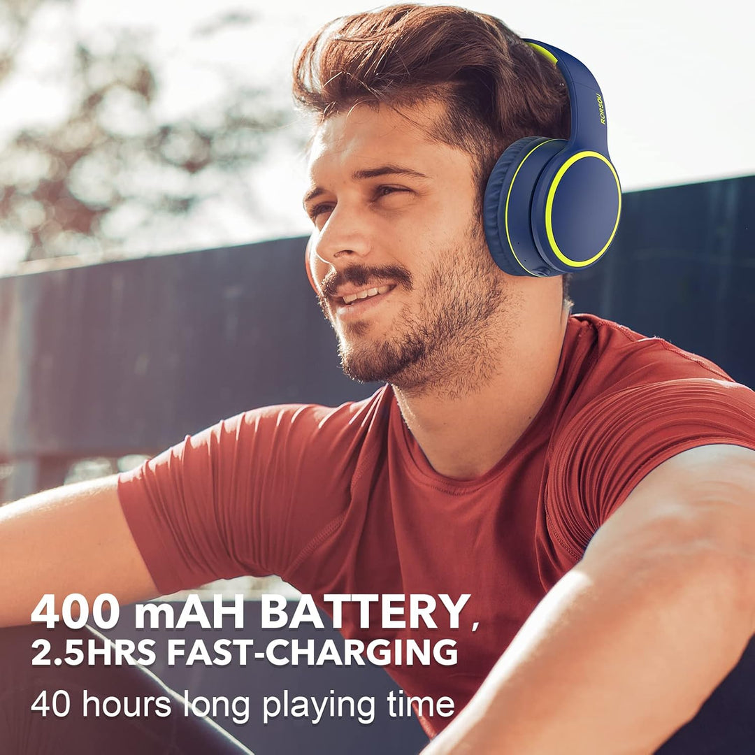 RORSOU B10 Bluetooth-Kopfhörer Over-Ear, 2 EQ-Musikmodi und 50 Stunden Spielzeit, kabelloser Kopfhör