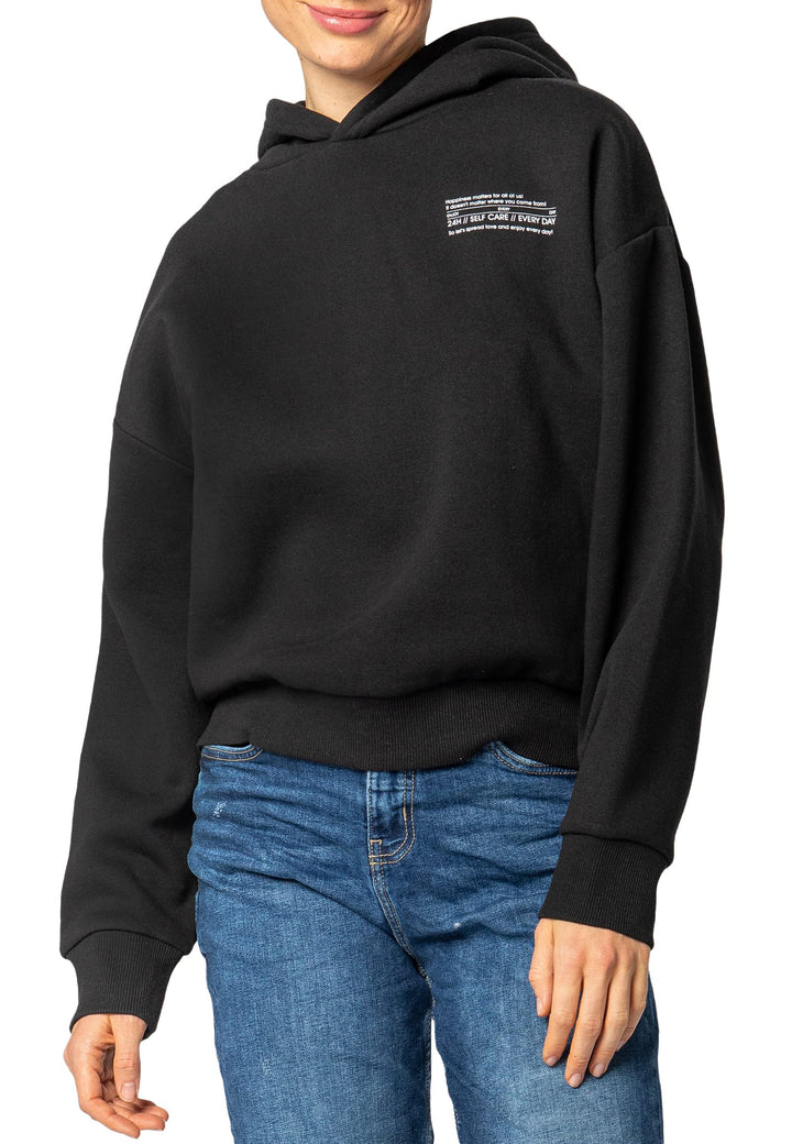 Sublevel Damen Basic Pullover Hoodie mit Mini-Print XS Schwarz, XS Schwarz