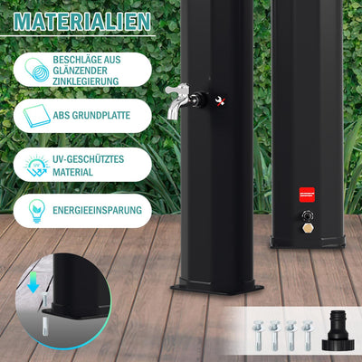 Randaco Solardusche Solar Gartendusche warmes Wasser Bis Zu 60°C Ohne Stromanschluss Pooldusche Camp