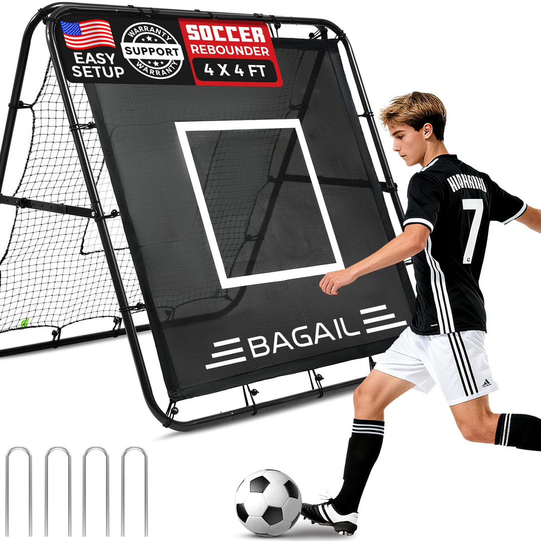 BAGAIL Doppelseitiges Rebounder-Netz, Fussballnetze, verstellbare Winkel, anpassbare Struktur, Rebou