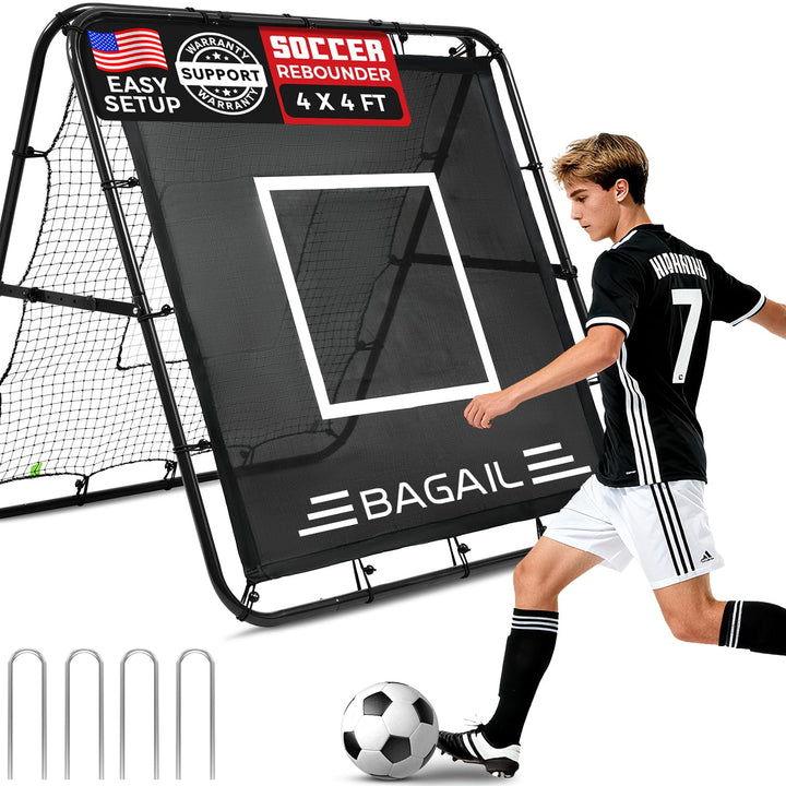 BAGAIL Doppelseitiges Rebounder-Netz, Fussballnetze, verstellbare Winkel, anpassbare Struktur, Rebou