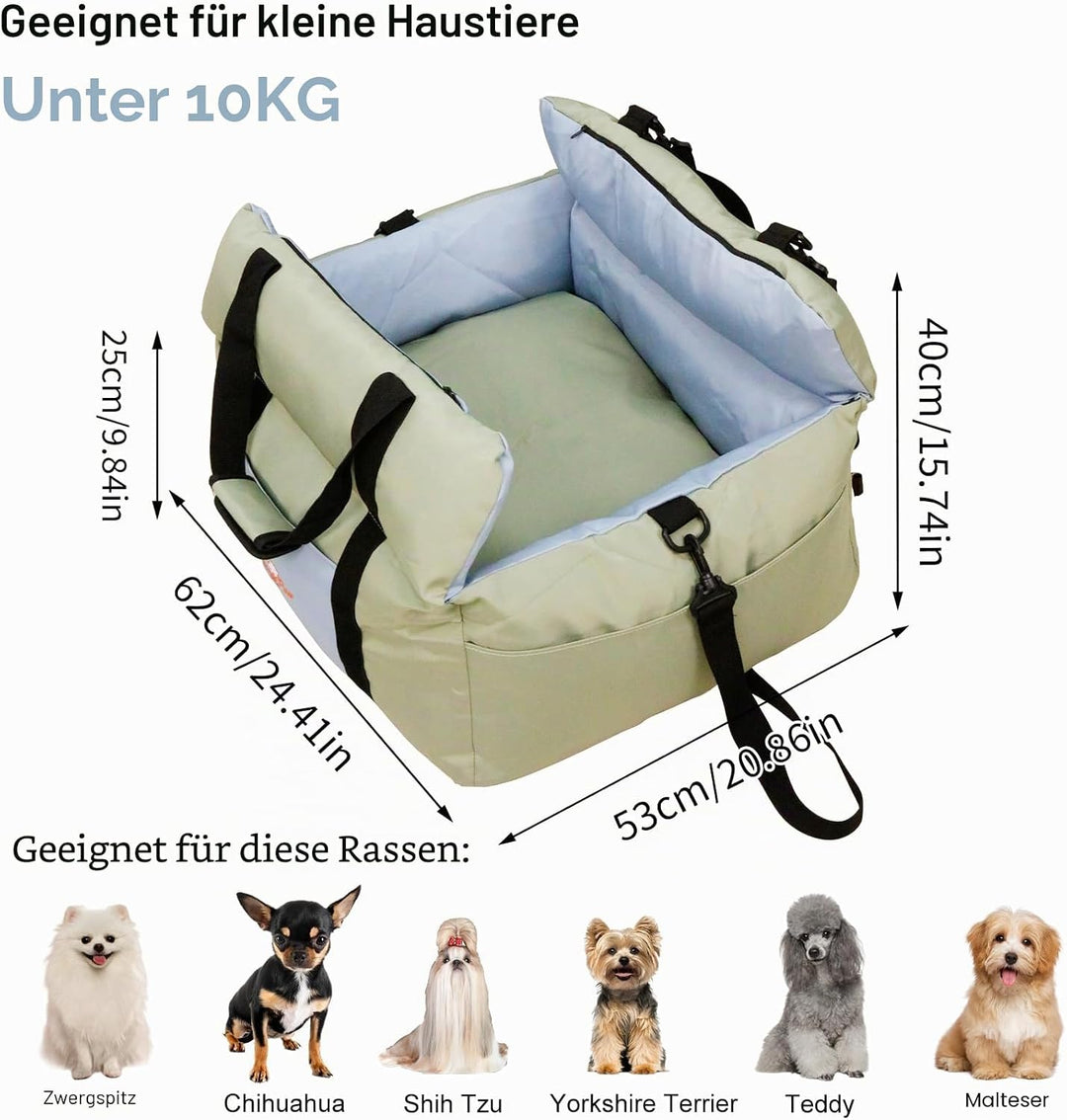 BingoPaw Hunde Autositz für kleine bis mittlere Hunde, Abnehmbar Waschbar rutschfest Hundesitz, Trag