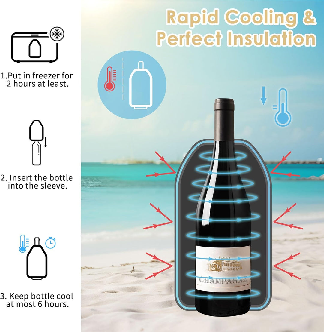 Gimars Weinkühler Manschette Kühlmanschette Sektflasche Flaschenkühler Hülle unterwegs Weinmanschett