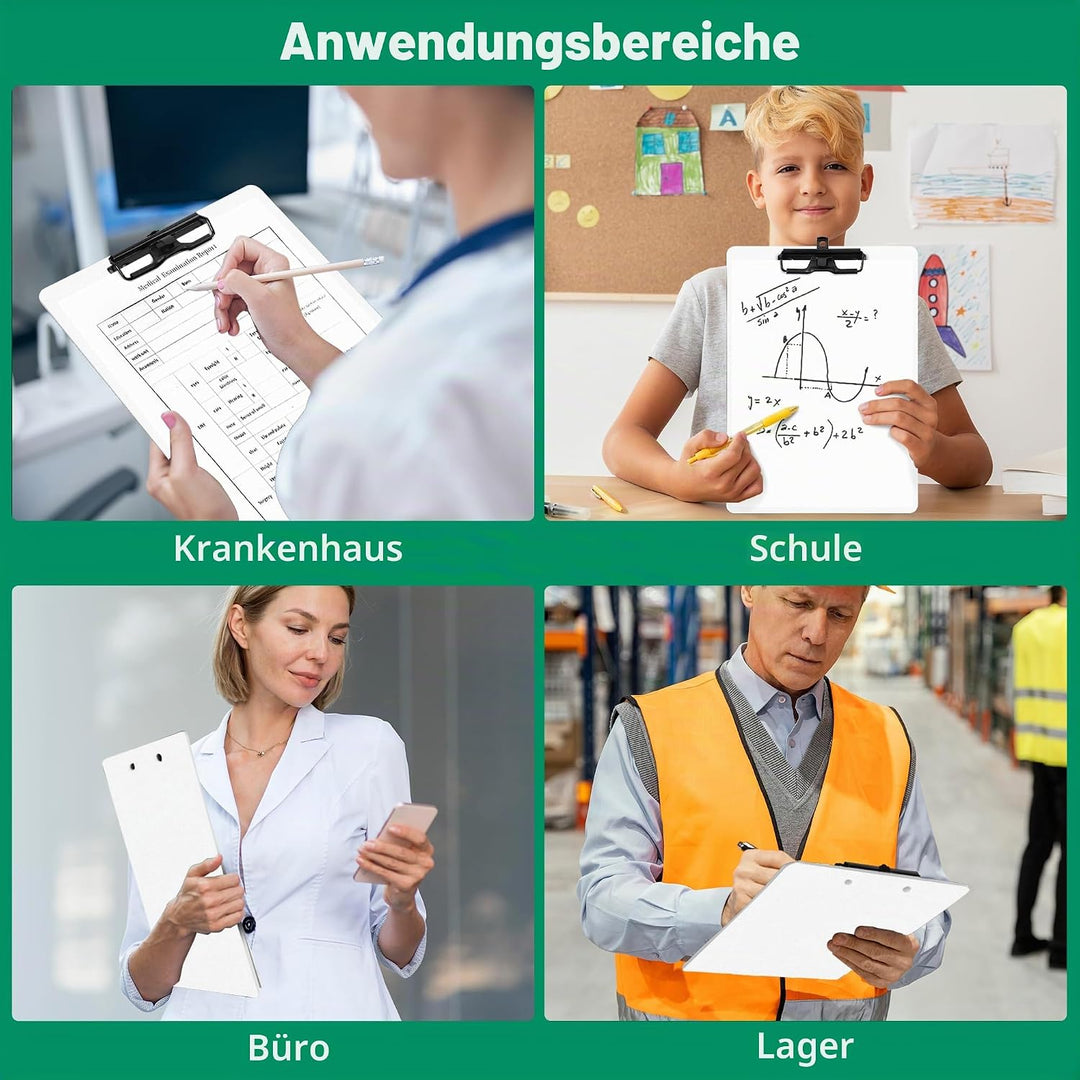 Klemmbrett A4, 6er Klemmbretter mit Stifthalter, Kunststoff Klemmmappe A4, Clipboard zum Aufhängen,