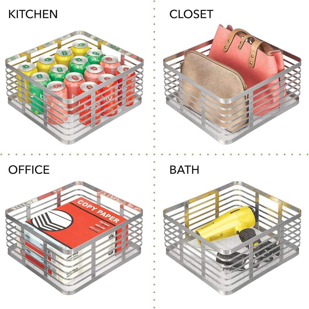 mDesign Stahldraht-Aufbewahrungskorb für die Küche, für Speisekammer, Schrank, Schrank, Organisation