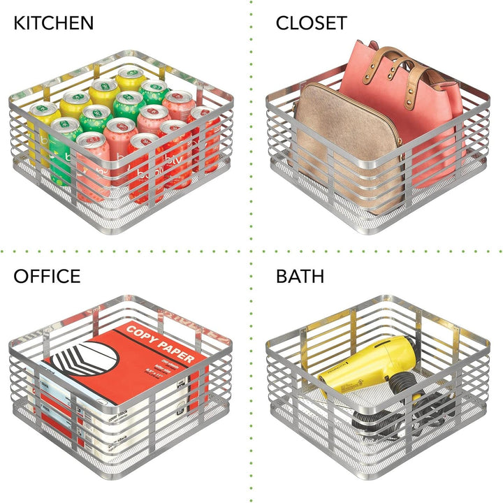 mDesign Stahldraht-Aufbewahrungskorb für die Küche, für Speisekammer, Schrank, Schrank, Organisation