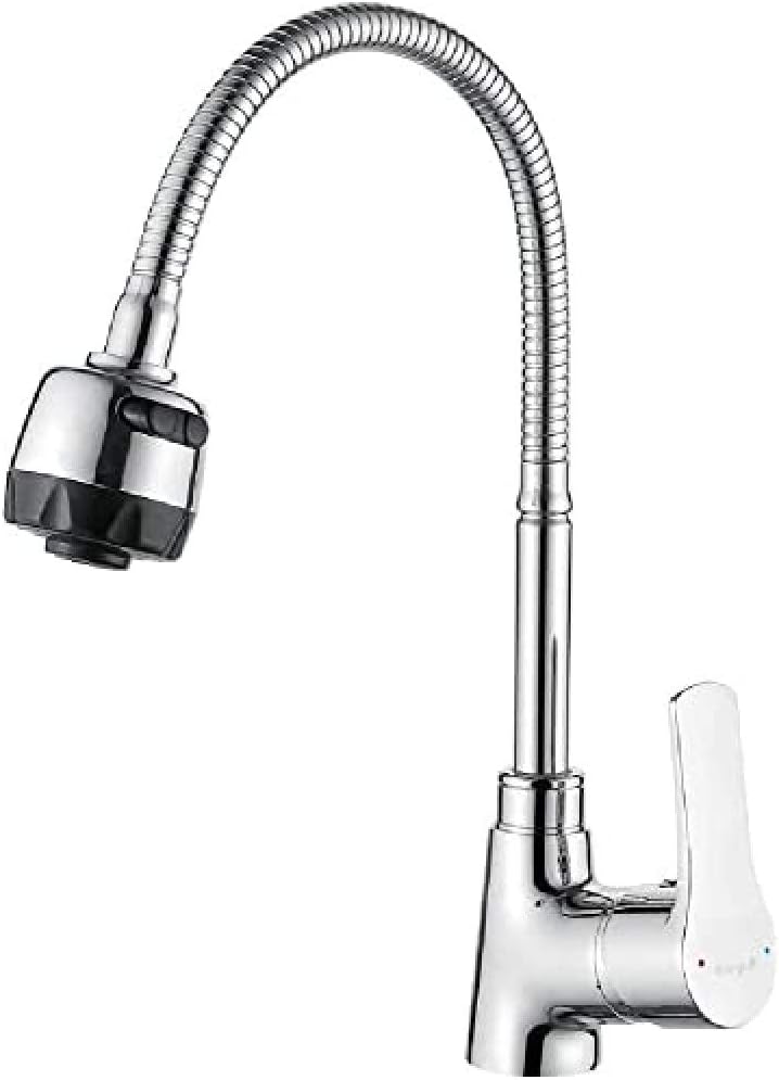 Ibergrif M14357 Star, Küchenarmatur mit Brause, Wasserhahn für Küche mit flexibler Auslauf, Chrom, S