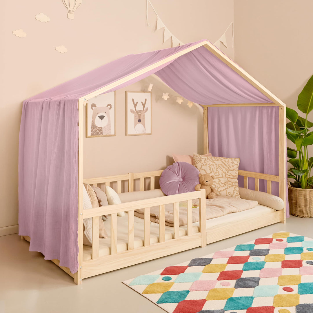 Hausbett Himmel – Aus weichem Musselin in 7 Farben – 100% Bio-Baumwolle – Traumhafte Hausbett Deko &