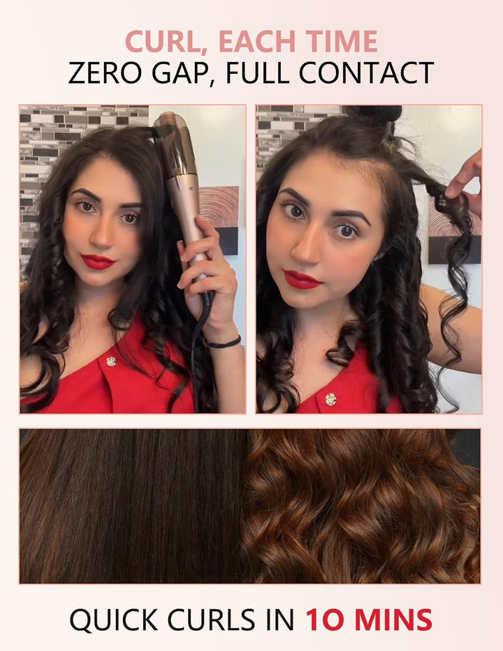 LANDOT 25mm Automatischer Rotierender Lockenstab - Für Beach Waves und Natürliche Locken, mit 8 Temp