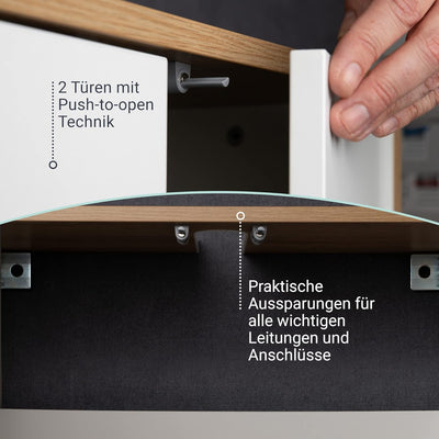 FACKELMANN Finn Waschbeckenunterschrank (60 x 50 x 30,5 cm) – Unterschrank für Waschbecken mit Aussp