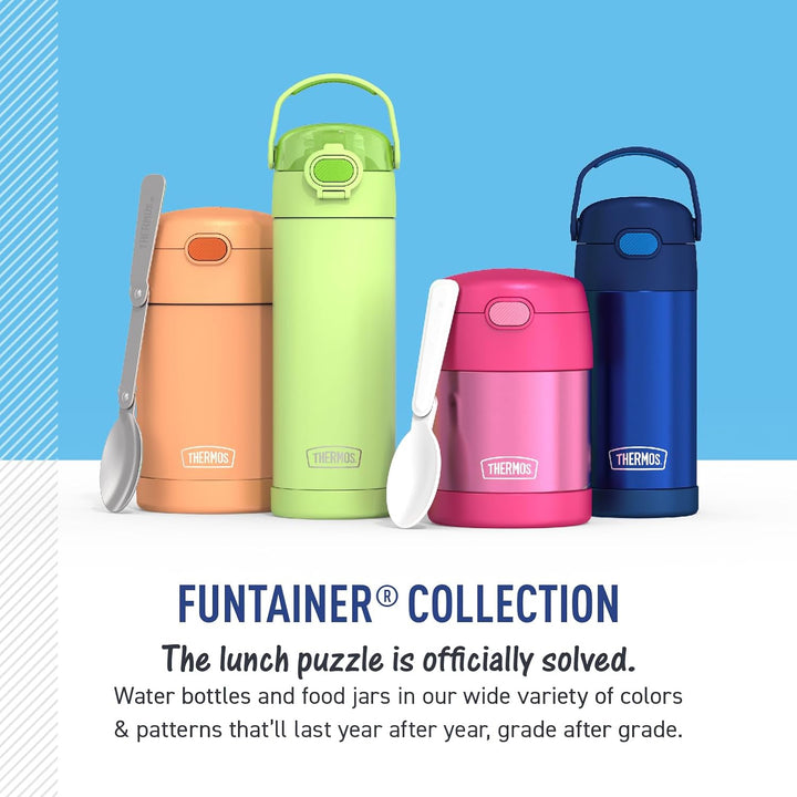 THERMOS Funtainer Edelstahl-Lebensmittelglas mit faltbarem Löffel, 284 ml, Grau, Grau