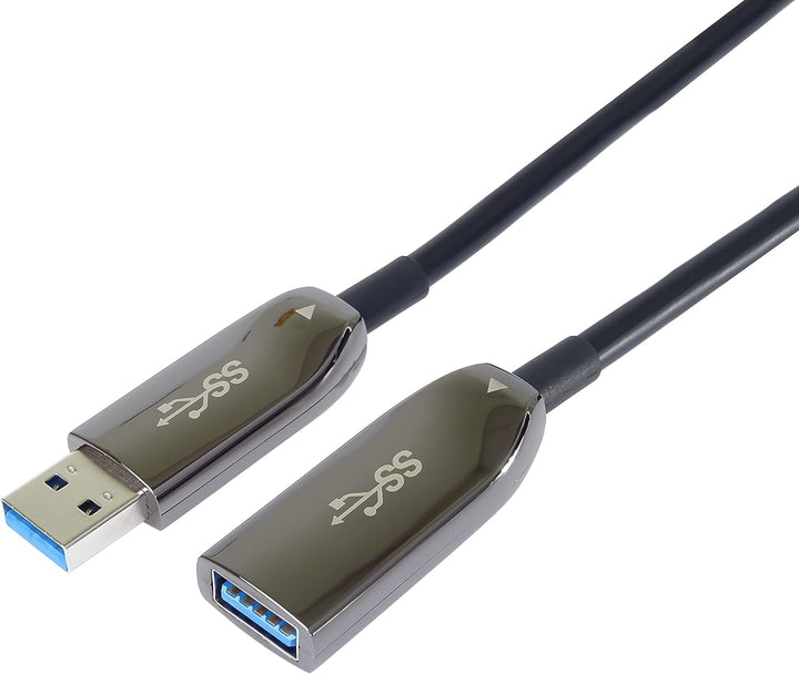 PremiumCord USB 3.0 Optisches Verlängerungskabel 50m (AOC), Glasfaser Kabel, Datenkabel SuperSpeed b