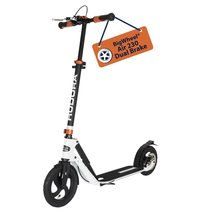 HUDORA BigWheel Air 230 Scooter - Tretroller mit/ohne Handbremse - Stabiler Aluminium-Roller mit Luf
