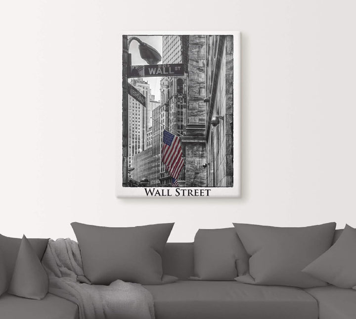 ARTland Leinwandbilder Wandbild Bild auf Leinwand 45x60 cm Wanddeko New York City Wall Street Börse