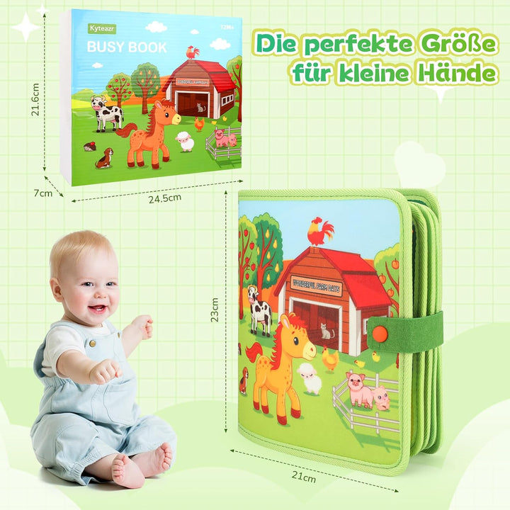Busy Board ab 2 Jahr Montessori Spielzeug, Bauernhof Quiet Book für unterwegs, Geschenk für Mädchen