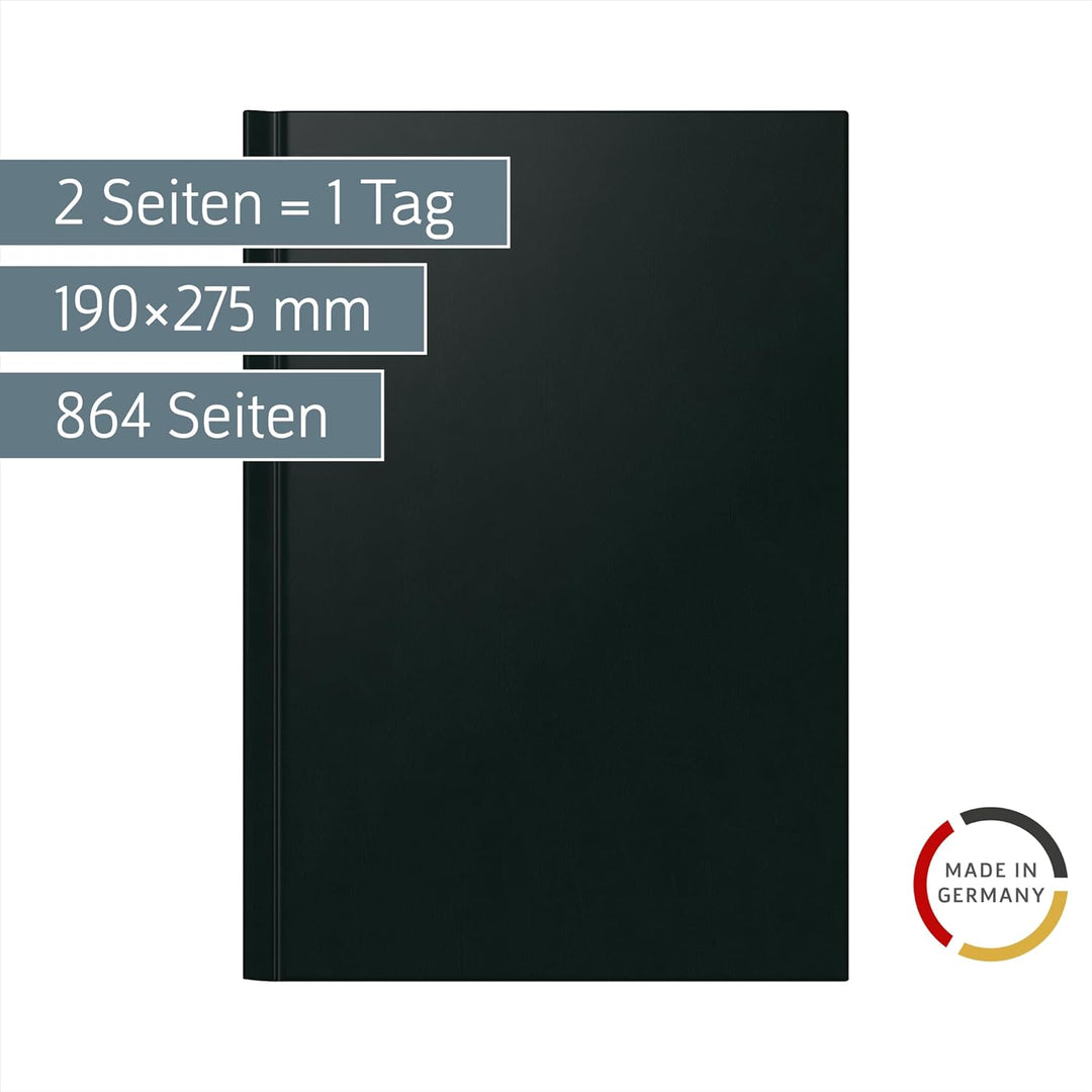 Rido Buchkalender Ultraplan Kunststoff schwarz Kalendarium, zeitlos