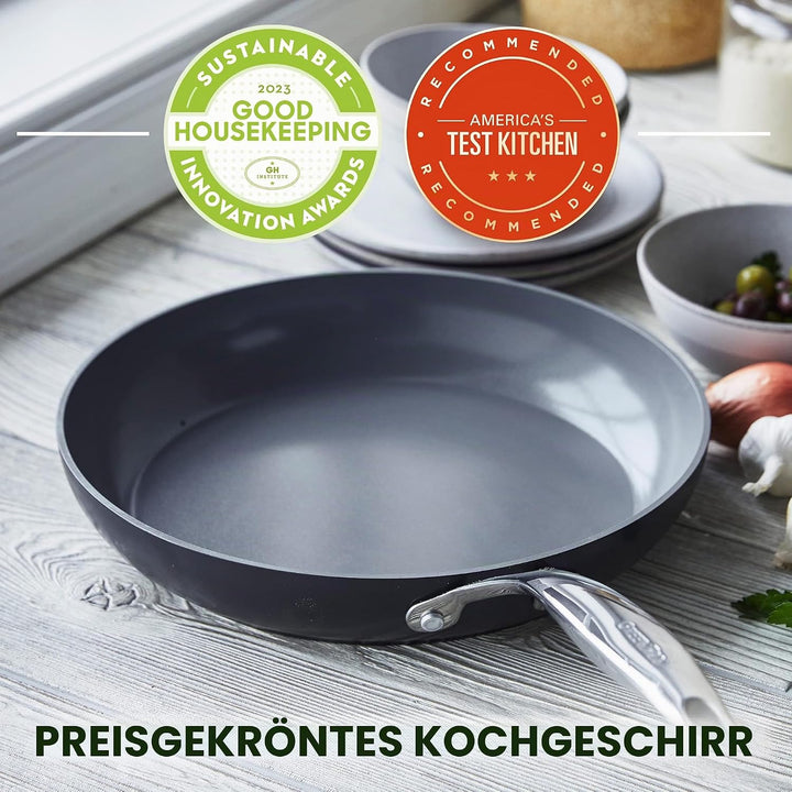 GreenPan Valencia Pro Harteloxierte Gesunde Keramik Antihaft 28 cm Bratpfanne, PFAS-frei, Edelstahl-