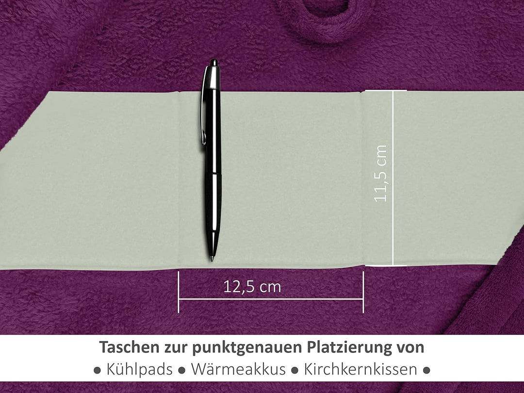 Emily´s Check Kuschelfleece Therapie Bademantel mit Kapuze und Innentaschen 1582.2293, S flieder