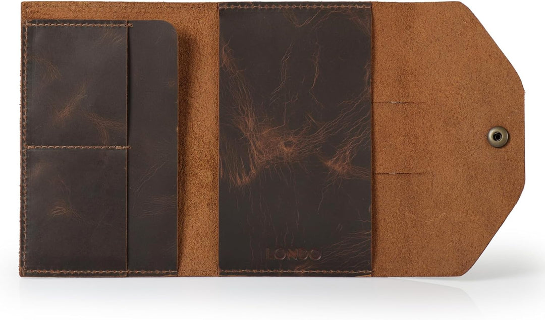 Londo Echtleder Schreibmappe Konferenzmappe mit Notizblock Notizblock und Schloss Braun S, Braun S