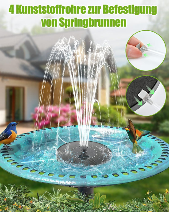 Solar Springbrunnen für Aussen, Solar Teichpumpe mit 6 Effekte Solar Wasserpumpe Solar schwimmender