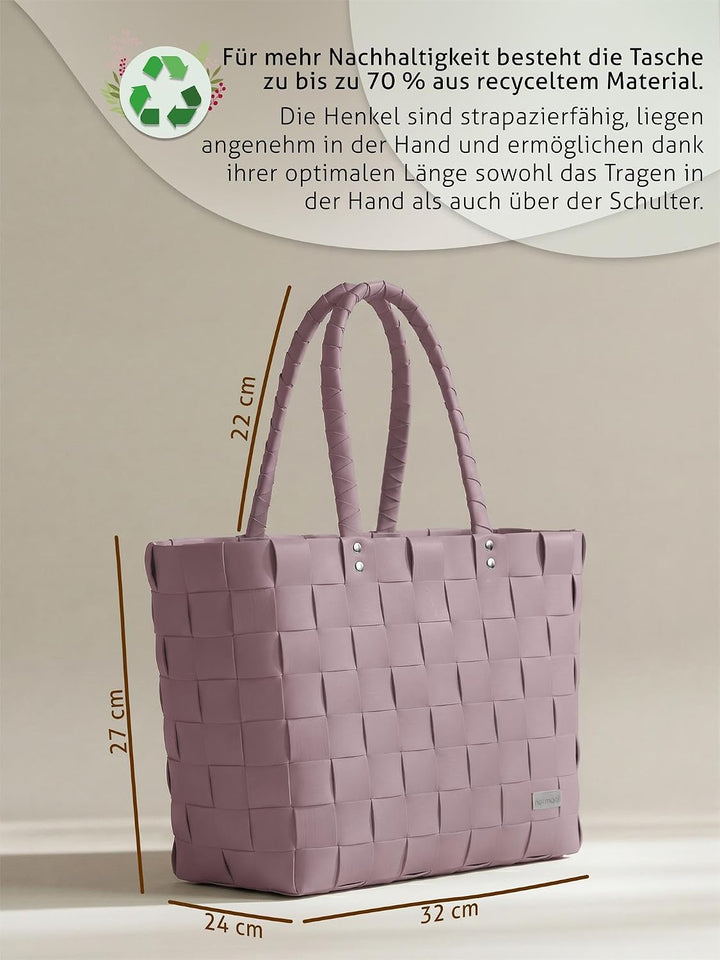 Einkaufstasche geflochten mit Henkeln - Tragetasche extra robust Farbe Dusty Pink Dusty Pink Onesize