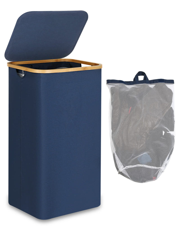 efluky Wäschekörbe mit Deckel, Wäschetonne Laundry Basket 100 Liter Wäschekorb Bambus Wäschebox mit
