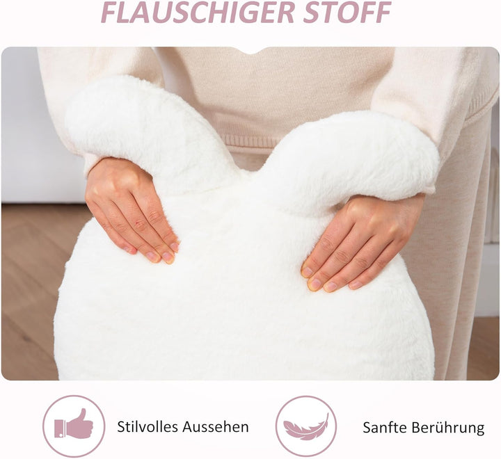 HOMCOM Bürostuhl Schreibtischstuhl mit Hasenohren, Höhenverstellbar Kosmetikstuhl mit Samtoptik, Dre