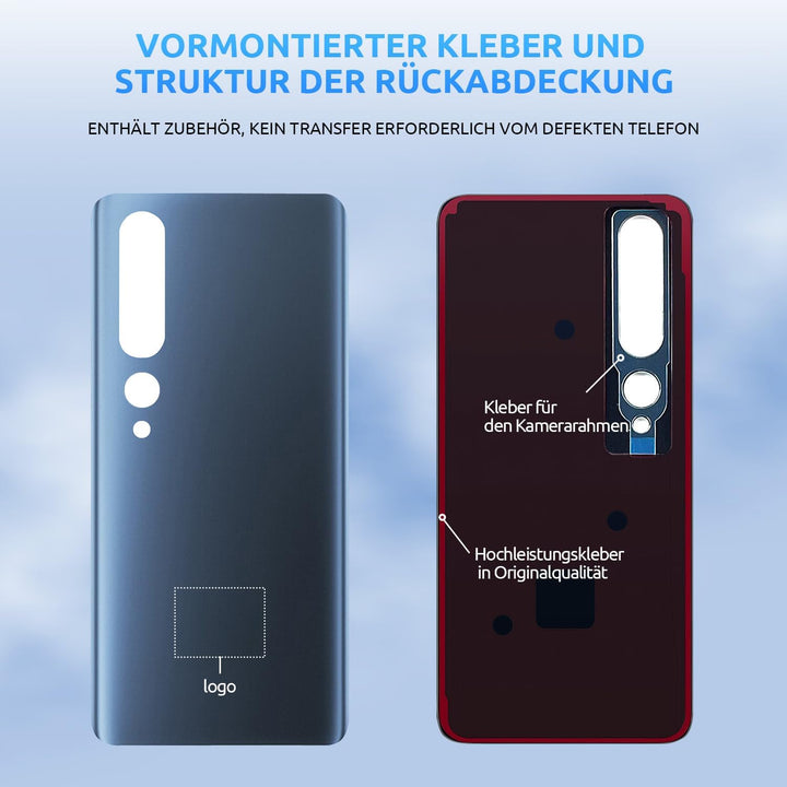 Eonpam Akkudeckel für Xiaomi Mi 10 Pro Rückseite Glas Original Backcover Back Glas Ersatz mit Repara