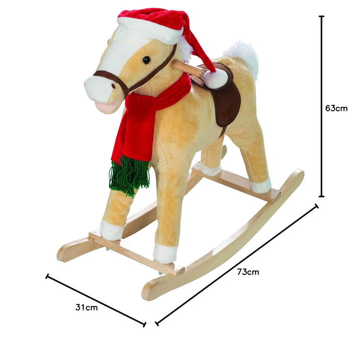 roba Schaukelpferd, mit Weihnachtsmütze & Schal, gepolstert, Sattel, Sound, 63x31x73cm, ab 24 Monate