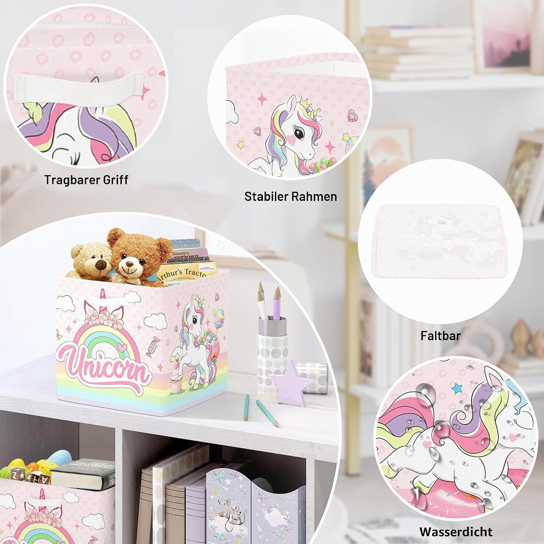 30cm Aufbewahrungsbox 3 Stück Einhorn Regenbogen Aufbewahrungskorb Kinder Faltbar Wolken Stern Aufbe