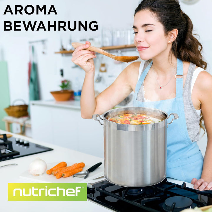 NutriChef Kochtopf Gross, 23L- Ø 34cm, Suppentopf Edelstahl Induktion für Alle Herdarten Geeignet, S
