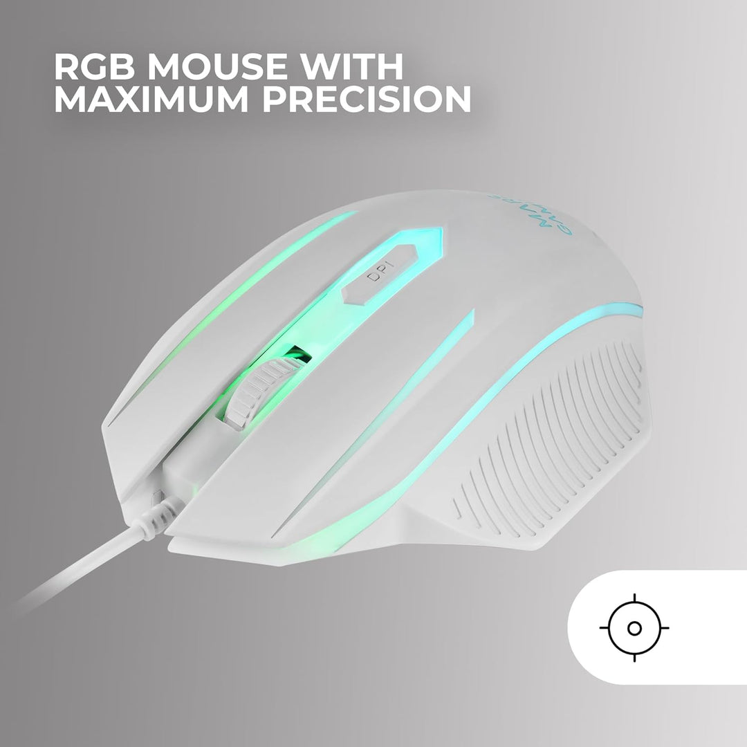 MARSGAMING MCP124, 3in1 Gaming Combo, Ergonomische H-Mech LED RGB Tastatur, RGB Maus 3200DPI HUANO S