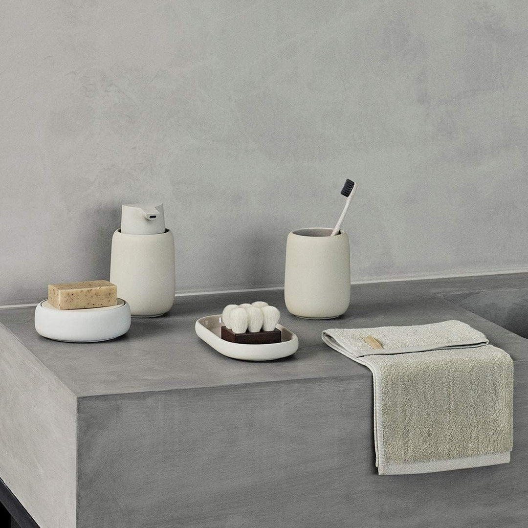 Blomus Sono Tablett, Keramik, Silikon, Moonbeam, H 2,5 cm, B 10 cm, T 19 cm Cremefarben, Cremefarben