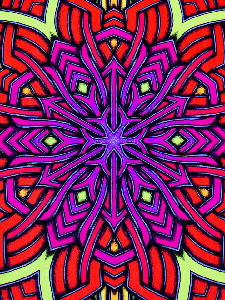 PSYWORK Schwarzlicht Stoffposter Neon | Elven Star | 0,5 x 0,7m | UV-aktiv | fluoreszierend | Wandbe