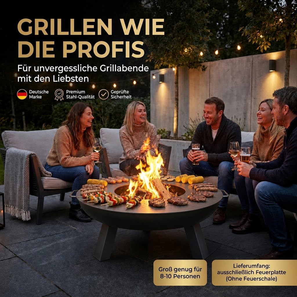 Plancha Ø 100 cm Feuerring Feuerplatte Grillring für Feuerschale oder Feuertonne - Grillplatte aus S