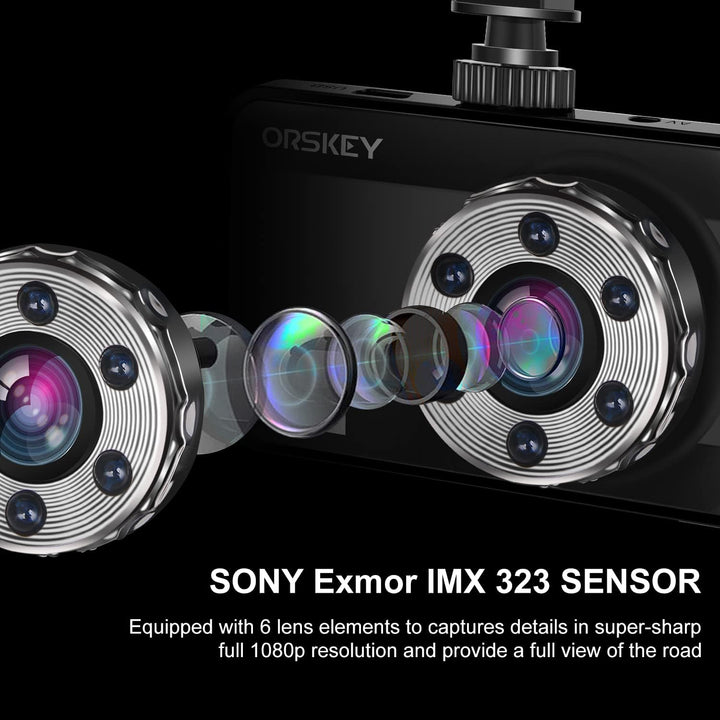 ORSKEY Dashcam Auto 1080P Full HD Autokamera DVR Dashboard Kamera Videorecorder Auto Kamera vorne Da