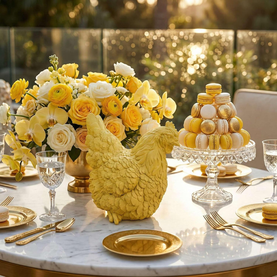 colourliving Deko Hühner DekoDiven einzigartige Huhn Deko für Haus &amp; Garten (Banana Colada, sitzend)