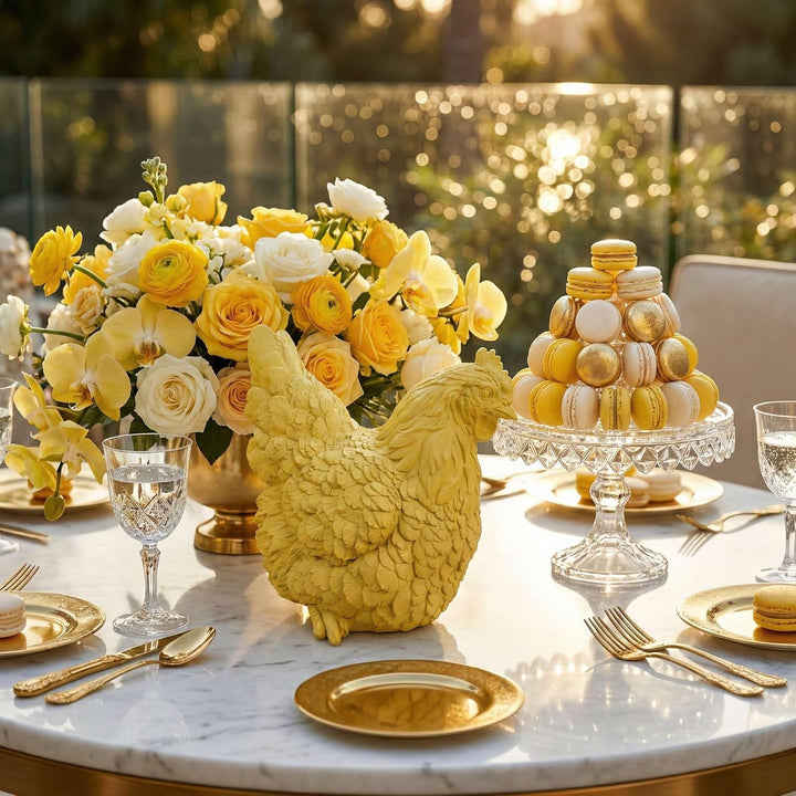 colourliving Deko Hühner DekoDiven einzigartige Huhn Deko für Haus &amp; Garten (Banana Colada, sitzend)