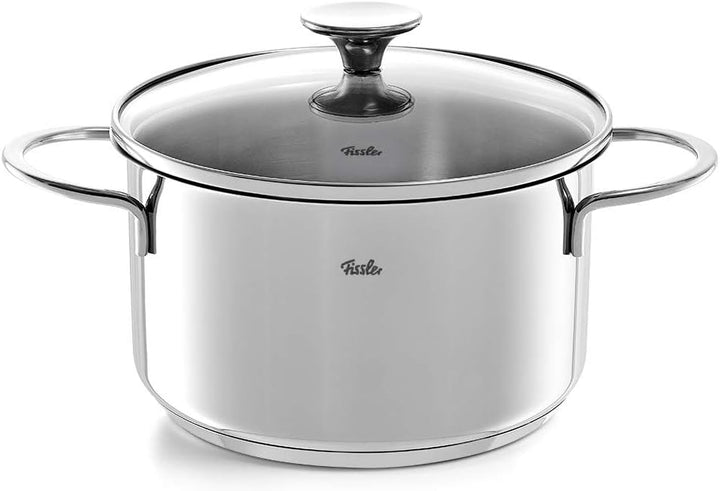 Fissler Copenhagen/Edelstahl-Topfset, 4-teilig, Kochtopf-Set, Töpfe mit Glas-Deckel, 3 Kochtöpfe, 1