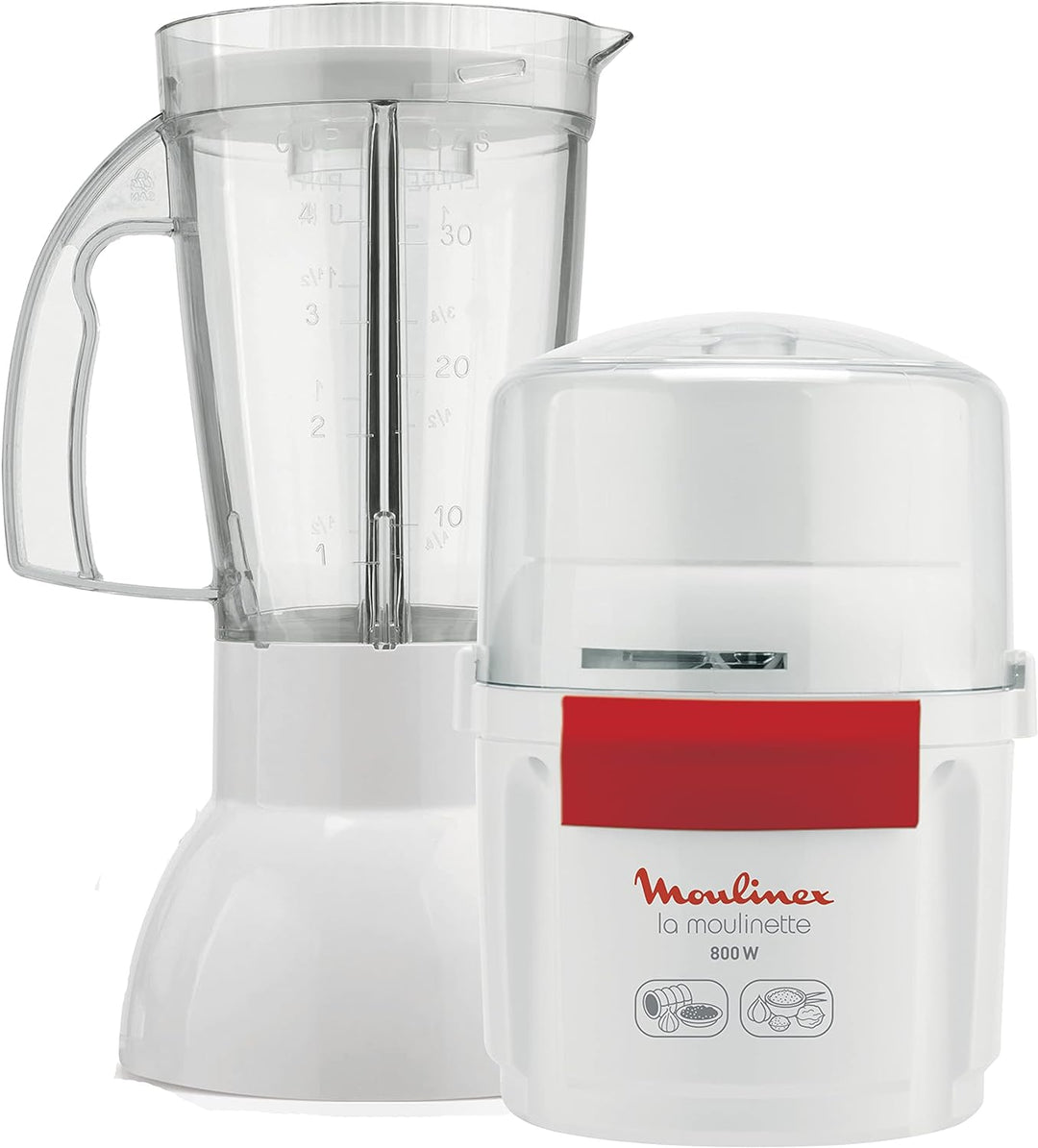 Moulinex AR6801 Chopper & Blender La Moulinette 800 W + Blender Double Blade Edelstahl 200 g und 750