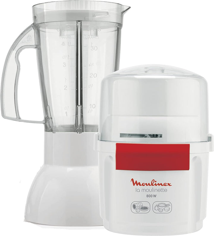 Moulinex AR6801 Chopper & Blender La Moulinette 800 W + Blender Double Blade Edelstahl 200 g und 750