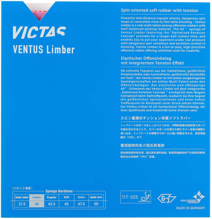 VICTAS Belag Ventus Limber rot 2,0 mm, rot 2,0 mm